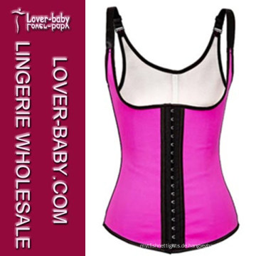 Heißer Verkauf Plus Größe Rosa Latex Taille Trainingsweste Gummi Korsett (L42635-5)